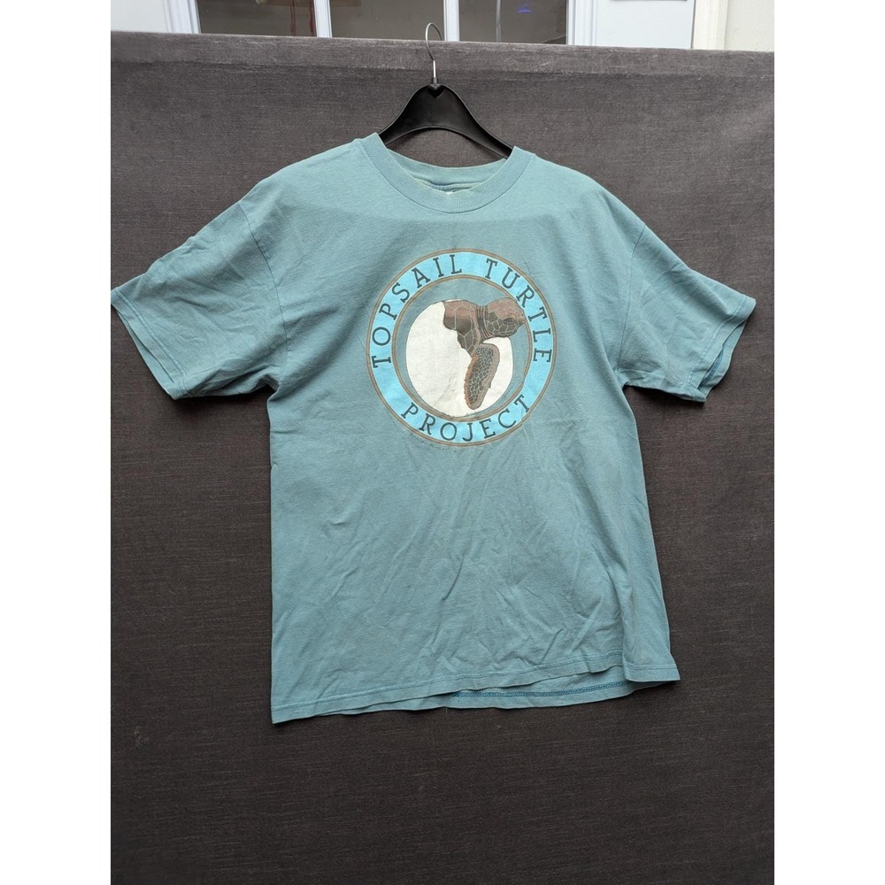 Topsail Turtle Project T-Shirt Green 1991 Hanes Beefy T Vintage Tee Size L Beach